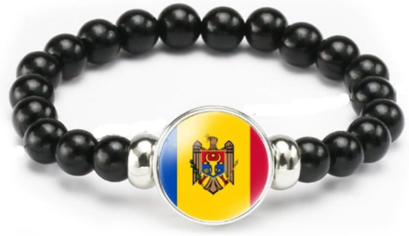 vmcoatdu National Flag Bracelet Elastic Rope Beaded Bracelet Support Your Country Travel Souvenir Gifts for Men Women - Image 1